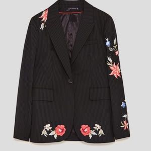 Zara Pinstripe Blazer w/Embroidery